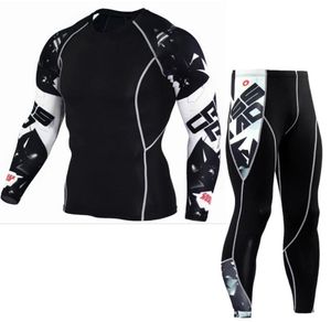 Nyaste fitnesskomprimering sätter t shirt män 3d tryckt mma crossfit muskel skjorta leggings basskikt tight toppar good2993638