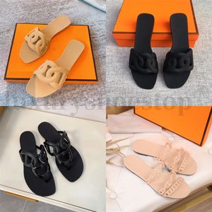 Mulheres Luxurys Sandália Designer Sandálias Mulheres Cadeia Slides Verão Borracha Big Head Slides Moda Praia Sexy Sapatos Flat Chinelos Top Quality com