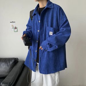 Corduroy män skjortor för män kläder harajuku svart skjorta koreansk stil män skjorta långärmad vintage kläder streetwear 3xl 240226