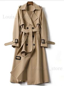 Trench da donna 2023 autunno e inverno nuovo plus size womens trench a doppio petto giacca da giro calda casual di grandi dimensioni t240228