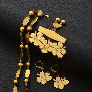 Anniyoは名前のネックレスとイヤリングをカスタマイズしますMicronesia Guam Hawaiian Flower Jewelry Sets for Print Letters Birthday Items＃107321 240226