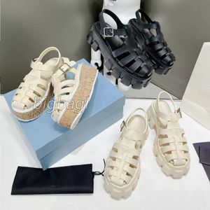 Designer-Sandale für Damen, Plateau-Sandalen, Schaumgummi, Quarz-Slides, Bandkäfig-Slide, gepolstertes Nappaleder, Sommer-Mule, lässige Outdoor-Schuhe mit Box