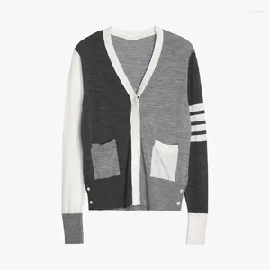 Men's Sweaters Women's Knitted Cardigan Sweater V-Neck Wool Color-Blocked Classic 4-Bar Stripe Fashion Casual Jacket