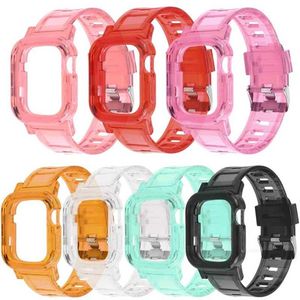 Designer Apple Watch Case + Strap 44mm 40mm Series 6 5 4 SE Transparent Sports With Cases for IWatch 42mm 38mm TPU Clear Band Designer2Kq52KQ5