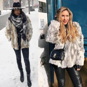 Fur New Winter Fashion Trendy Real Fur Coat For Women Pieces Of Natural Rabbit Fur Coats Plus Size Genuine Leather Midlong Fur coat