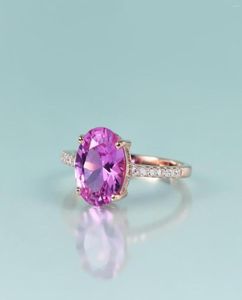 Cluster Rings Gem39s Beauty Rose Gold Filled Sterling Silver Lab Pink Sapphire Handgjorda Oval Cut Romantic for Women Engagement8246174