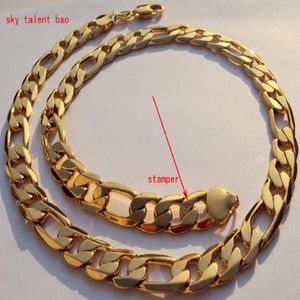 Nya män tung 12mm stämpel 24k Real Yellow Solid Gold GF Autentic Finish Miami Cuban Link Chain Necklace293q