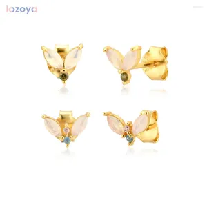 Stud Earrings Lozoya 925 Sterling Silver Gold Jewelry Tiny Fashion Opals Ovals Earring Piercing Fine Jewels For Rock Punk Clips