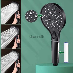 Bathroom Shower Heads 3 Modes Round Head With Calcario Filter Spa High Pressure Save Water Rain Hose System Set Faucet Accessories YQ240228