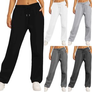 Women's Jeans Wide Leg Pants For WomenS Fleece Lined Sweatpants Straight Pants Bottom All-Math Plain Fitness Joggers Pants Travel Basic