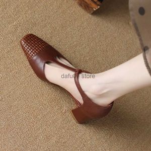 Модельные туфли Сандалии во французском стиле. Женские туфли-лодочки на каблуке 5,5 см. Простые туфли Мэри Джейн с квадратным носком. Элегантная женская обувь. Весенне-осенние винтажные туфли-лодочкиH24228.