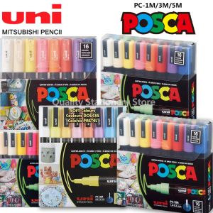 Markers Uni POSCA Marker Set Graffiti Ny förpackning PC1M PC3M PC5M POP -reklam Poster Pen Ritning Handdrawn Student Art Supplies