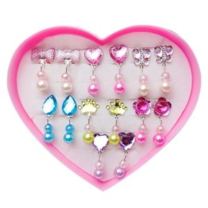 7 Pairs Earrings Girls Faux Pearl Ear Clip Non Piercing Princess Jewelry Dangle Storage Box253k