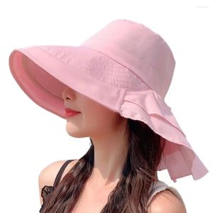Wide Brim Hats UV Protection Bucket Fashion Summer Beach Hat Folding Travel Panama Cap Women