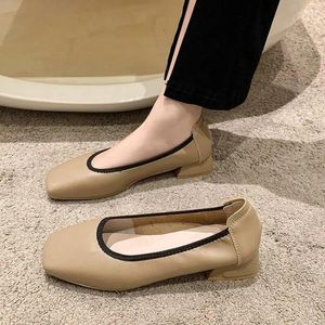 Casual Schuhe Frauen Pumpen 2024 Frühling Mode Karree Damen Slip Auf Büro Flachen Bequemen High Heels Weibliche