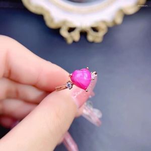 Anelli a grappolo 2024 Anello con rubino a stella in stile cuore per le donne Gioielleria raffinata Reale argento sterling 925 placcato oro Regalo di San Valentino Compleanno