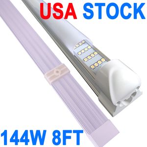 Luci da negozio a LED da 8 piedi, tubo LED integrato a 4 file da 8 piedi 8', lampada da superficie collegabile con copertura lattea 144W 18000lm, sostituisce la luce fluorescente T8 T10 T12 crestech