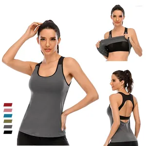 Aktive Shirts Damen Gym Top Sexy ärmelloses Fitness-Shirt mit Mesh-Liner rückenfreie Yoga-Bluse Workout Tank Lady Activewear Sportkleidung