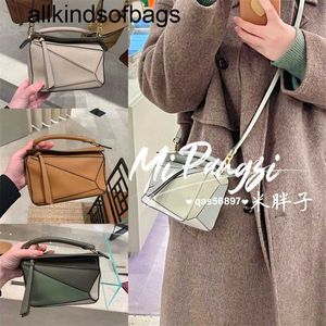 Handbags Bag Loewwes Shoulder Womens Puzzle Geometry Mini Spliced Cowhide Handbag Single Diagonal Straddle zc