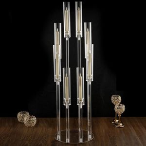 8 Arms Clear Candlesticks Holder 38.5 inches Tall Arcylic Candelabra Candle Holder Events Party Wedding Table Centerpiece