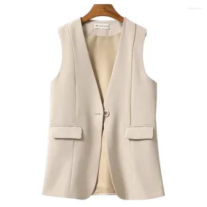 Kvinnors västar Kvinnor Patchwork Suit Vest Spring Autumn Casual V Neck Single Button Office Ladies Waistcoat Colete Feminino Tops