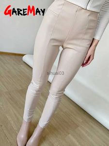 Women's Jeans Winter Womens Leather Pants Black Slim Zipper Classic Leather Trousers Pencil Beige Tight Pu Faux Leather Pants for Women 2022