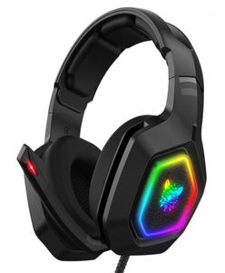 Headset onikuma k10 headmontered professionell spel headset rgb färgglad belysning mic pc pc telefon xbox switch gamer trådbunden hörlurar9274487