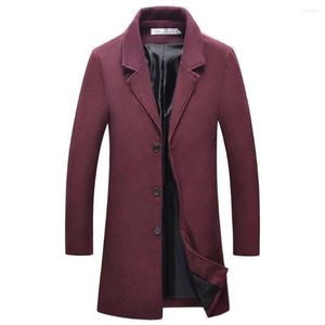 Męskie płaszcze rów 2024 Mężczyzn wełniany płaszcz z mieszania jesienny zima swoboda długa kurtka wiatrówka męska solidna kolor