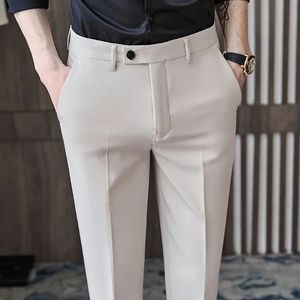 British style autumn new solid high-quality dress pants for mens slim fit casual office Trousers formal social party set pants 240228