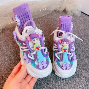 Sneakers Kids Sneakers 2021Summer Autumn Girls Fashion Casual Sports Running Trainers Cute Cartoon Breathable Soft Sole Baby Socks Shoes