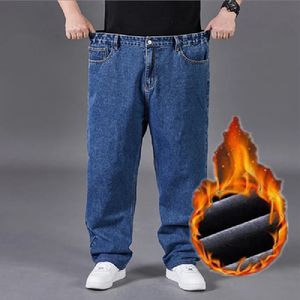 Pantalones Vaqueros hombre dżinsy dla mężczyzn dla mężczyzn zimowe ciepłe dżinsy na szerokie nogi 30-48 luźne długie spodnie w lupgy dżinsy 240228