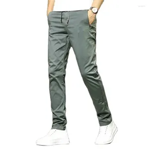 Men's Pants LUKER CMSS Mens Cotton Elastic Waist Solid Casual Summer Autumn Male Long Trousers High Quality G3556