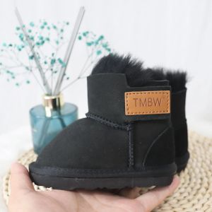 Outdoor Classic 2022 Baby Genuine Sheepskin Leather Kids Snow Boots 100% Natural Fur Ankle Shoes Warm Wool Boys Girls Winter Boots