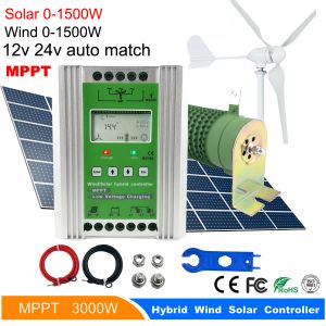 Solar 3000W MPPT Hybrid Wind Solar Controller Controller Booster 12V 24V منظم مع تحميل تفريغ لمولد الرياح البغيض pv