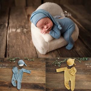 Tillbehör 1 Set Baby Betaalde Fotoshoot Sleeper Romper Pajama Slaperige Hoed Bebe Knit Mouwen outfit Pasgeboren Fotografie Props Overalls