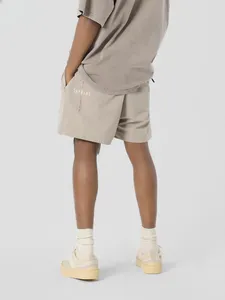 Shorts masculinos esportes cor sólida simples solto casual moda all-match americano bordado cordão reto calças de secagem rápida1pc