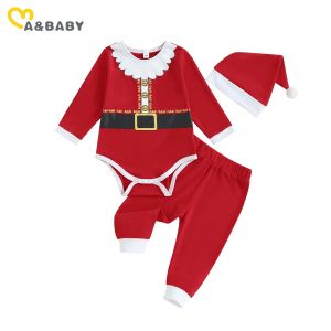 Sets ma&baby 018M Christmas Baby Girl Boy Santa Clothes Sets Xmas Costumes Newborn Infant Long Sleeve Romper Pants Hat Outfits