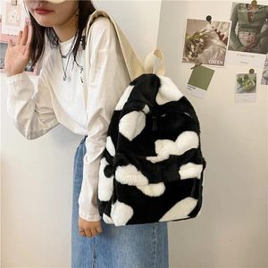 School Bags 2024 Fresh Large Capacity Plush Backpack Korean Preppy Sweet Girl Student Cute Y2k Mochilas Para Mujer