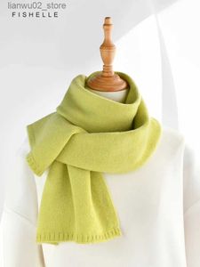 Sciarpe Sciarpa piccola in lana verde fresca per donna in inverno calda sciarpa tinta unita in maglia di lusso per bambini e adulti regalo di Natale Q240228