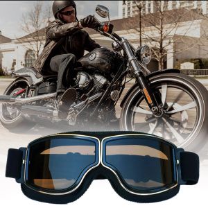 Eyewear Windproof Motorcykelglasögon Säkerhetsläder Collappibel Antiglar Hjälmglasögon Motocross Crosscountry Vintage Glasses