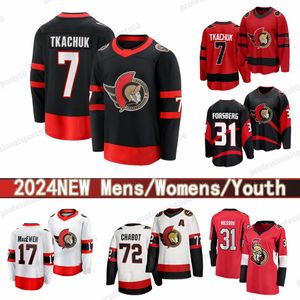 #7 Brady Tkachuk Reverse Retro Hockey Jersey #28 Claude Giroux #91 Tim Stutzle Jakob Ottawa Senator Chychrun Artem Zub Dominik Kubalik Joonas Korpisalo Jerseys