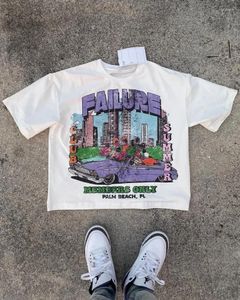 남자 T 셔츠면 만화 편지 인쇄 거리 하라주쿠 오버 사이즈 슬리브 티셔츠 여자 2024 미국 빈티지 헐렁한 탑 커플