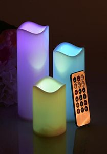 Candele a LED senza fiamma in cera con timer per telecomando 3 candele Decorazioni per feste notturne per interni per feste di compleanno di nozze Chris5098571