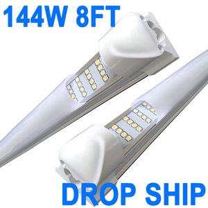 8 피트 밀키 커버 LED 튜브 조명, 차고 240cm LED 상점 램프, 8 피트 통합 튜브, 전구 순수한 흰색 6500K 이발소 병원 8 피트 LED 그라리지 조명 Crestech