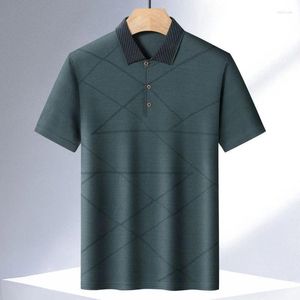 Männer Polos Mode Revers Taste Geometrische Gedruckt T-Shirt Männer Kleidung 2024 Sommer Lose Beiläufige Kurzarm Alle-spiel t-shirt