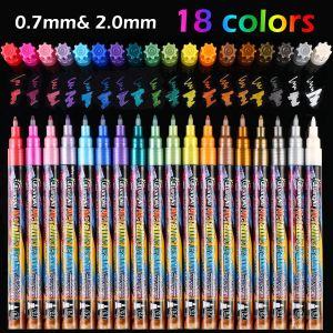 Markers 6/24 Colors Acrylic Metallic Marker Pens Extra Fine Point Paint Pen Art Permanent Markers Painting for Cards Signature Lettering