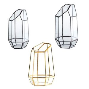 Jewelry Pouches Bags Indoor Tabletop Irregular Glass Geometric Air Plants Terrarium Box Desktop Display Planter Succulent Holder 234T