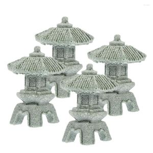 Bahçe Dekorasyonları 4pcs Pavilion Stue Tower Zen Pagoda Dekor Minyatür Bonsai