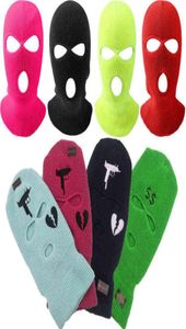 3 delik kış sıcak unisex balaclava maske şapkası tam yüz maske siyah örgü kayak snowboard şapka şapkası şapkası çok renkli beanie1764614012