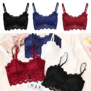 Camisoles & Tanks Women Lingerie Hollow Camisole Lace Floral Bralette Push Up Bra Padded Tank Tops Sexy Crop Top